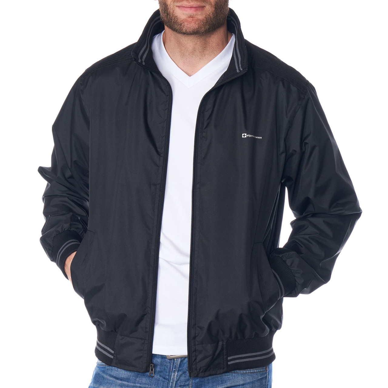 Alpine Swiss Alvin Mens Lightweight Bomber Jacket Casual